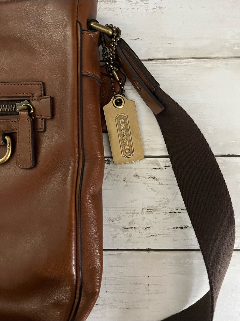 Coach Brown Leather Messenger Crossbody with Front Zip - Picture 6 of 13